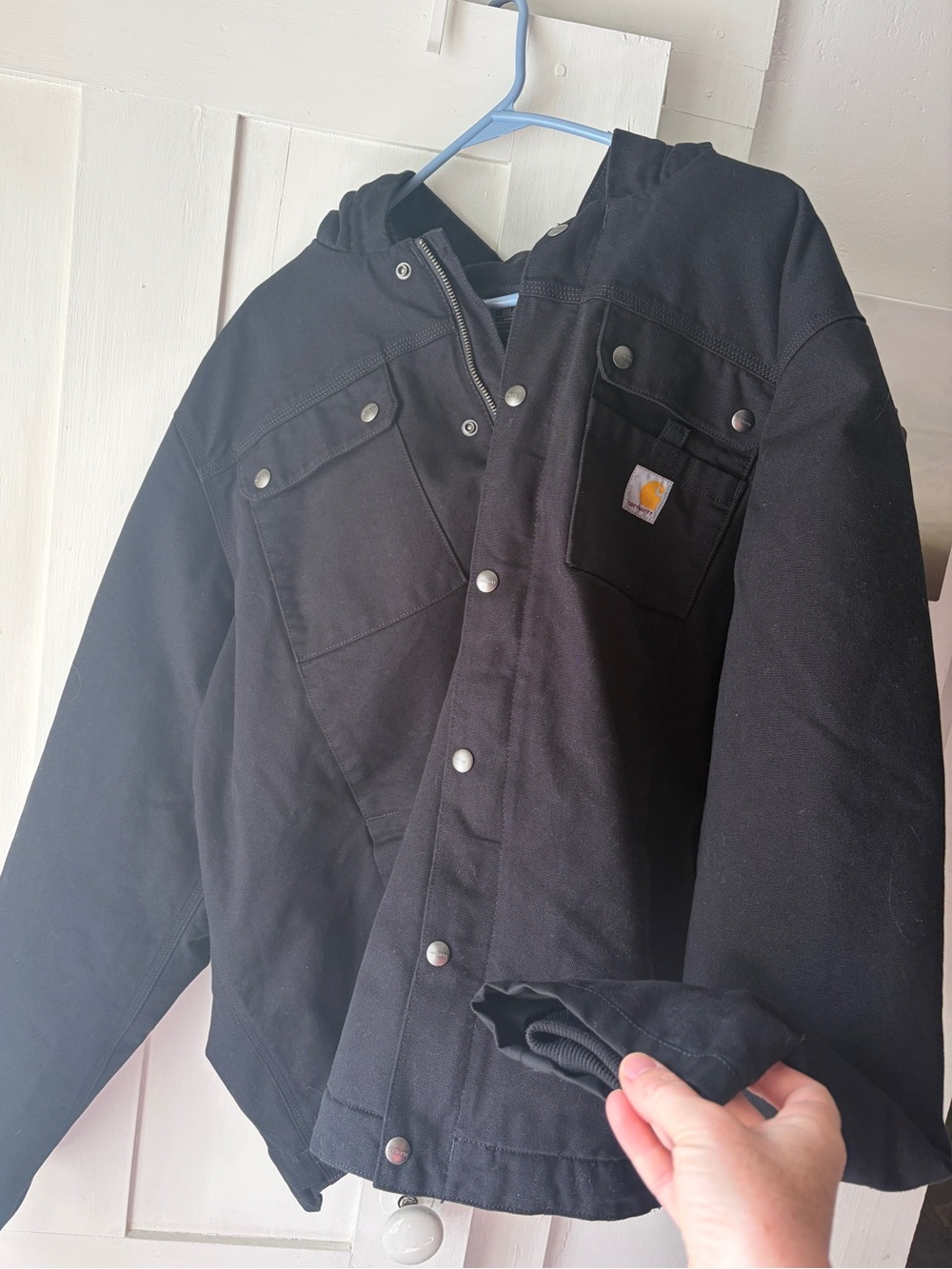 NEW Men’s Carhartt Black Hooded Jean-Style Work Jacket